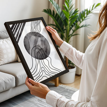Monochrome Abstract Flow Wall Art