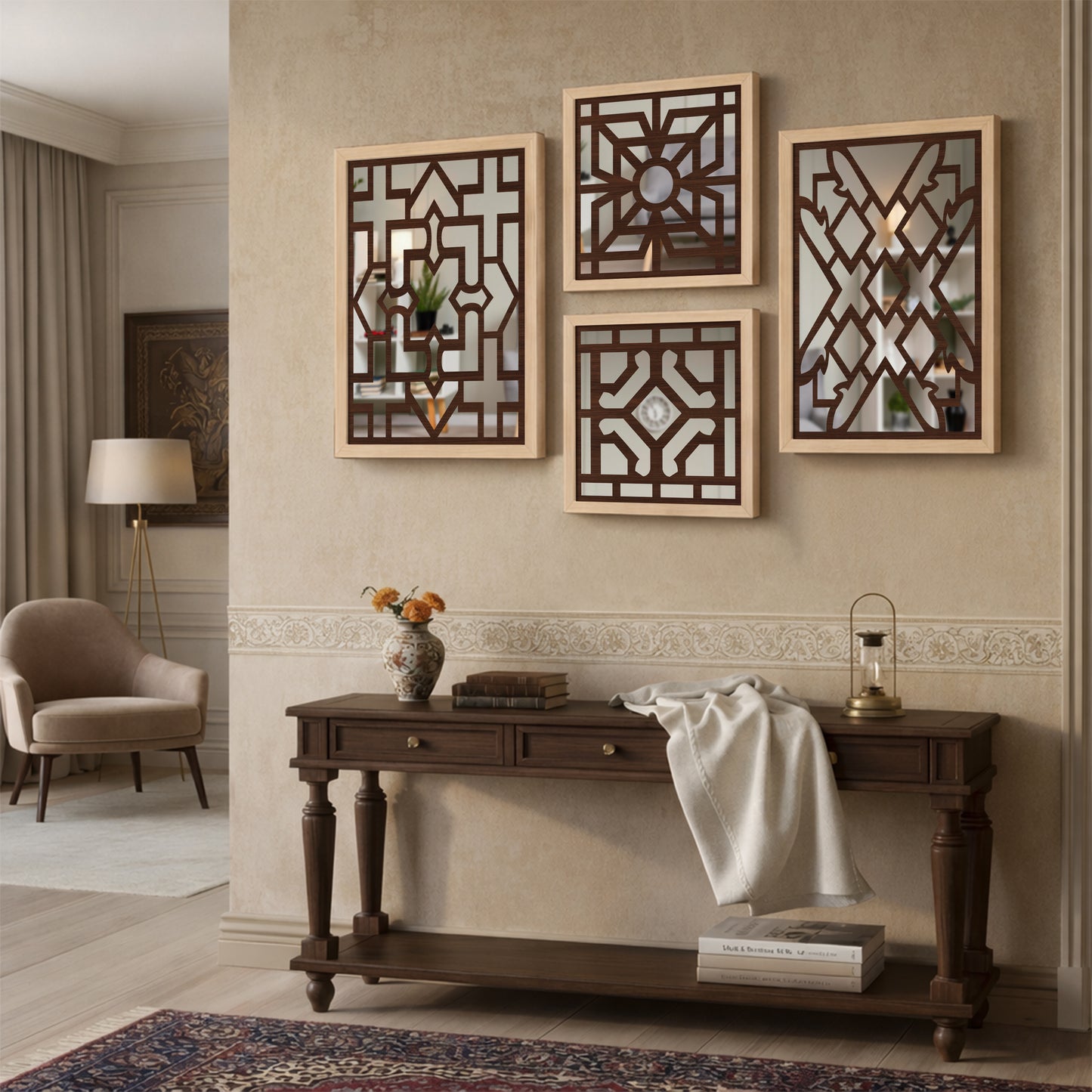 Modern Wall Mirror Set of 4