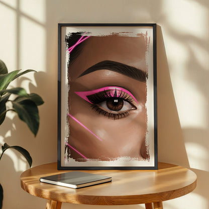 Pink Neon Eye Makeup Beauty Framed Poster