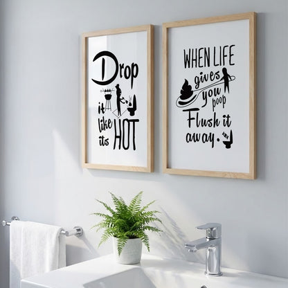 Drop It Like It's Hot Bathroom Frames Set of 2