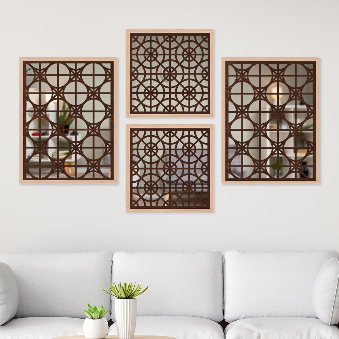 Circle Pattern Wall Mirror Art Set of 4
