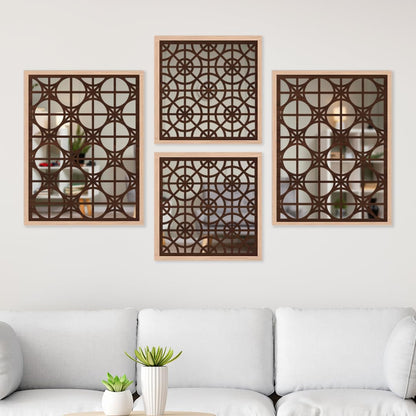 Circle Pattern Wall Mirror Art Set of 4