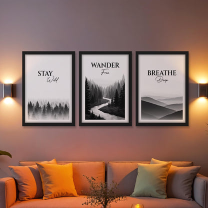 Black and White Wilderness Motivational Wall Frame