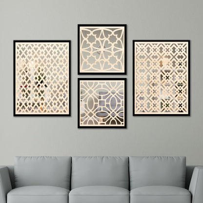 Classic Pattern Wall Mirror Frames Set of 4