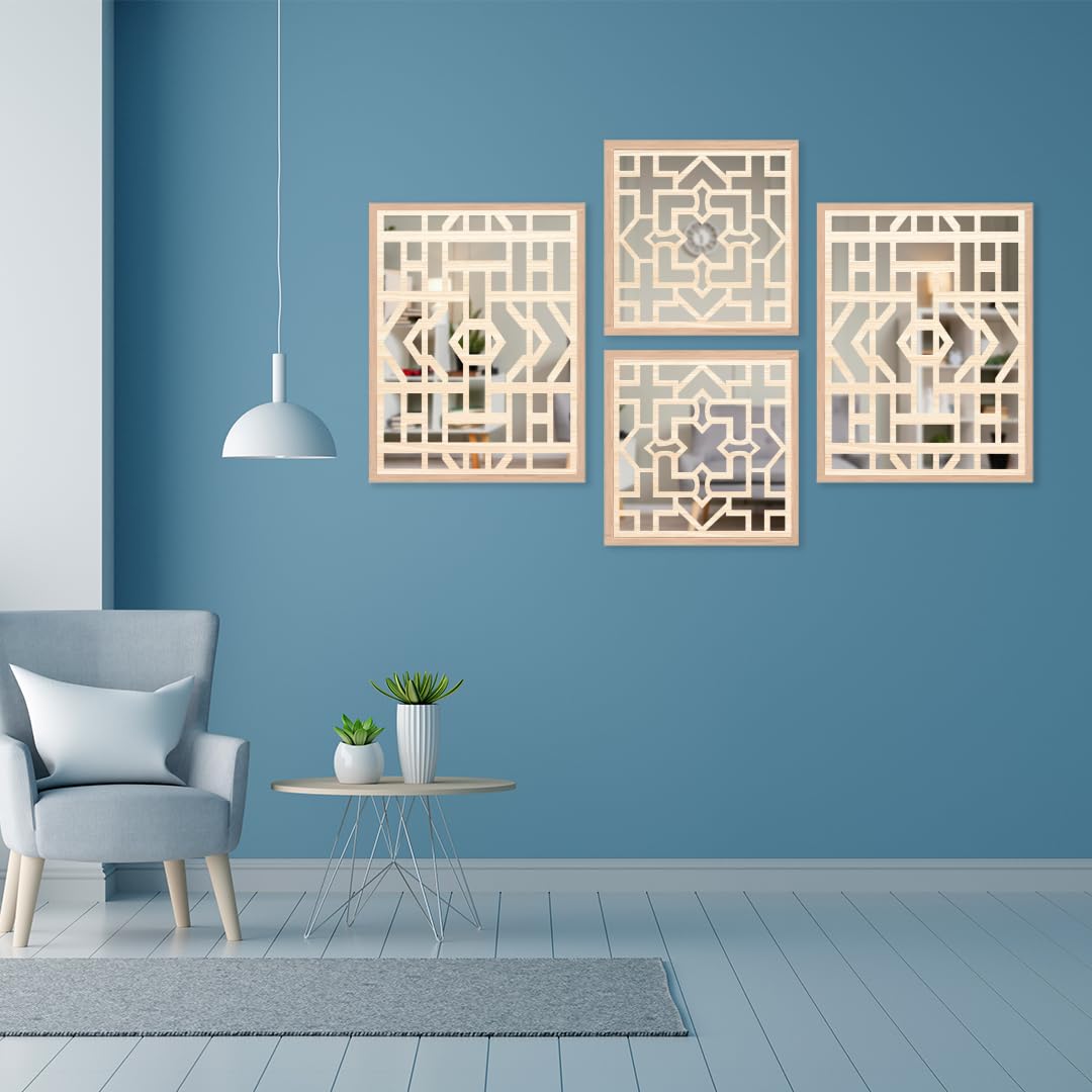 Abstract Geometric Wall Mirror Decor Set of 4