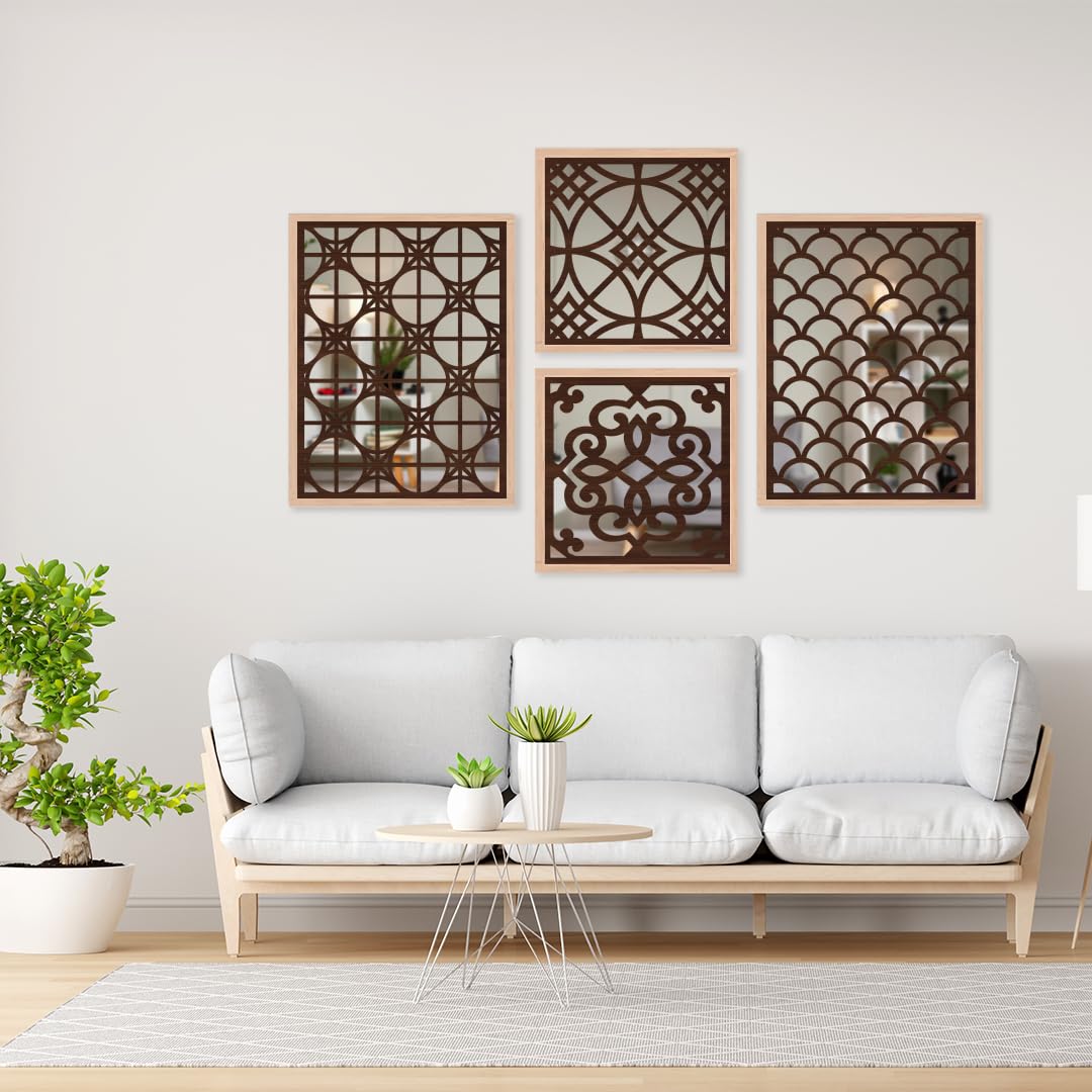 Designer Pattern Wall Mirror Set of 4