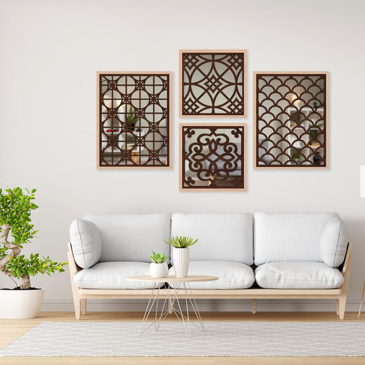 Designer Pattern Wall Mirror Set of 4