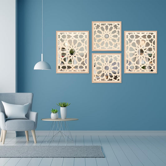 Modern Geometric Wall Mirror Set of 4