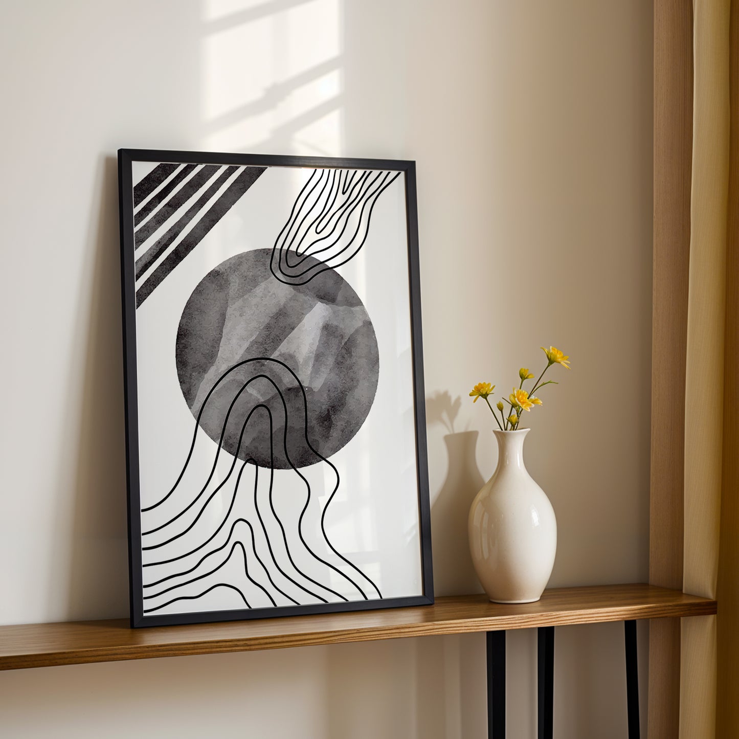 Monochrome Abstract Flow Wall Art