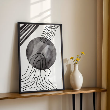 Monochrome Abstract Flow Wall Art
