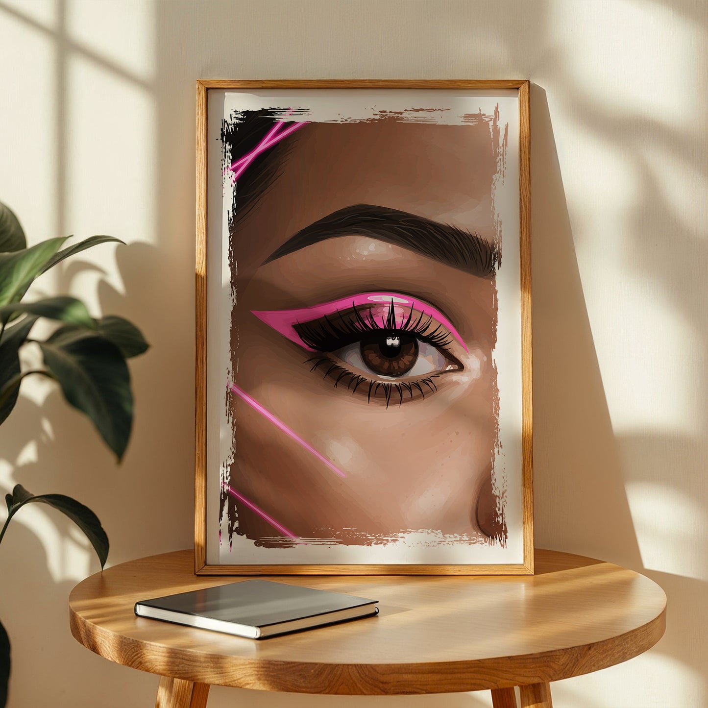 Pink Neon Eye Makeup Beauty Framed Poster