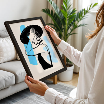 Abstract Lady in Hat Framed Wall Art Print