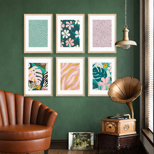 Scandinavian Abstract Art Wall Frame Collection Set of 6