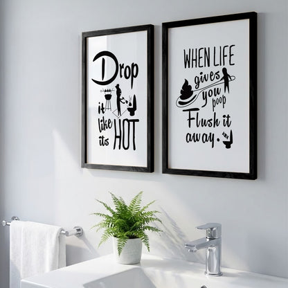 Drop It Like It's Hot Bathroom Frames Set of 2