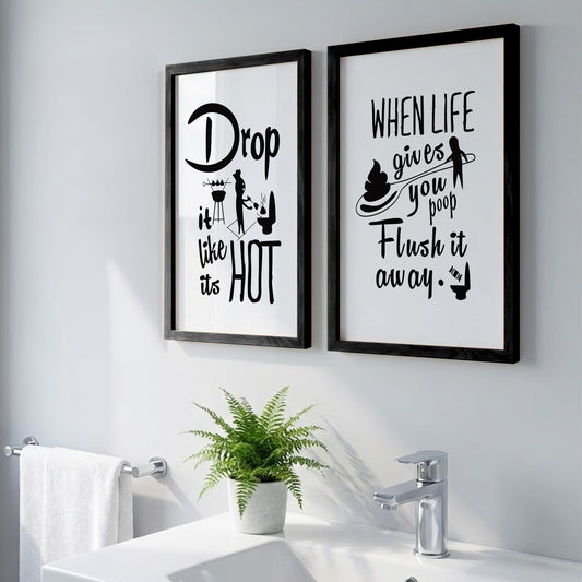 Drop It Like It's Hot Bathroom Frames Set of 2