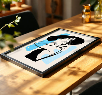 Abstract Lady in Hat Framed Wall Art Print