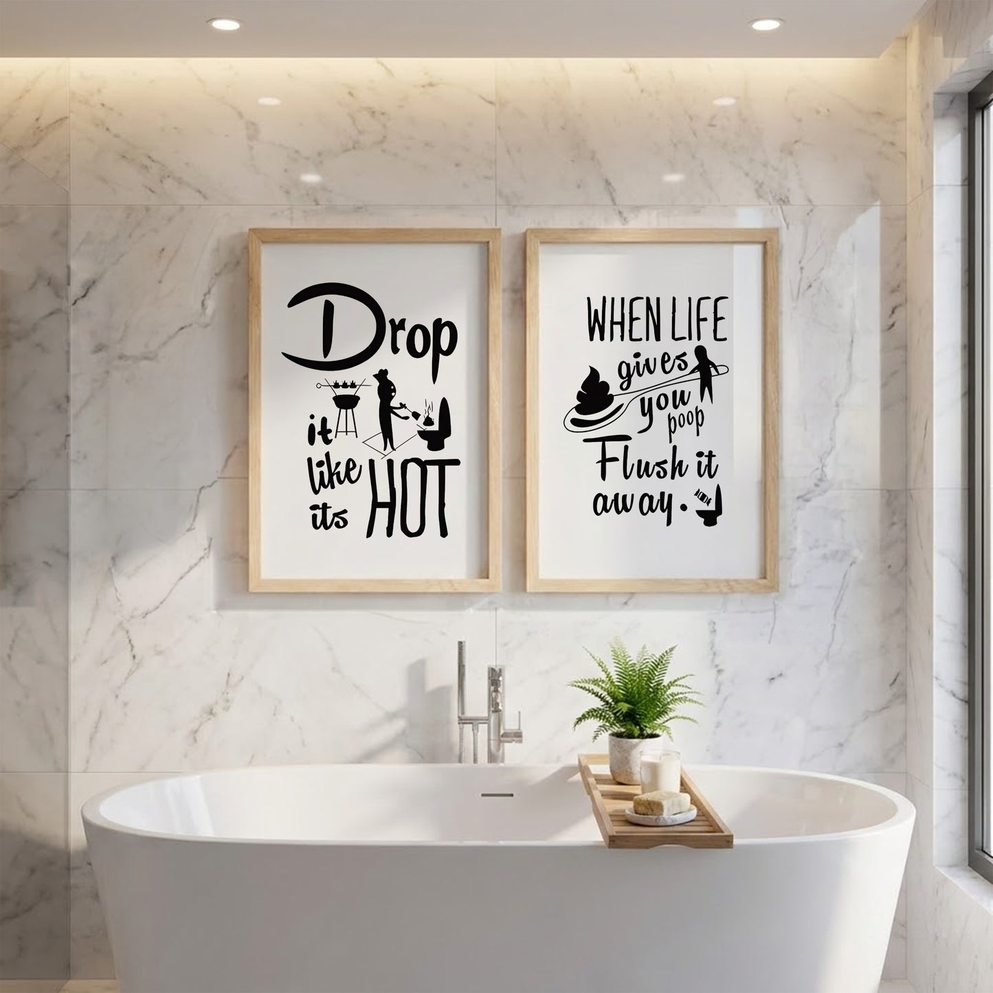 Drop It Like It's Hot Bathroom Frames Set of 2