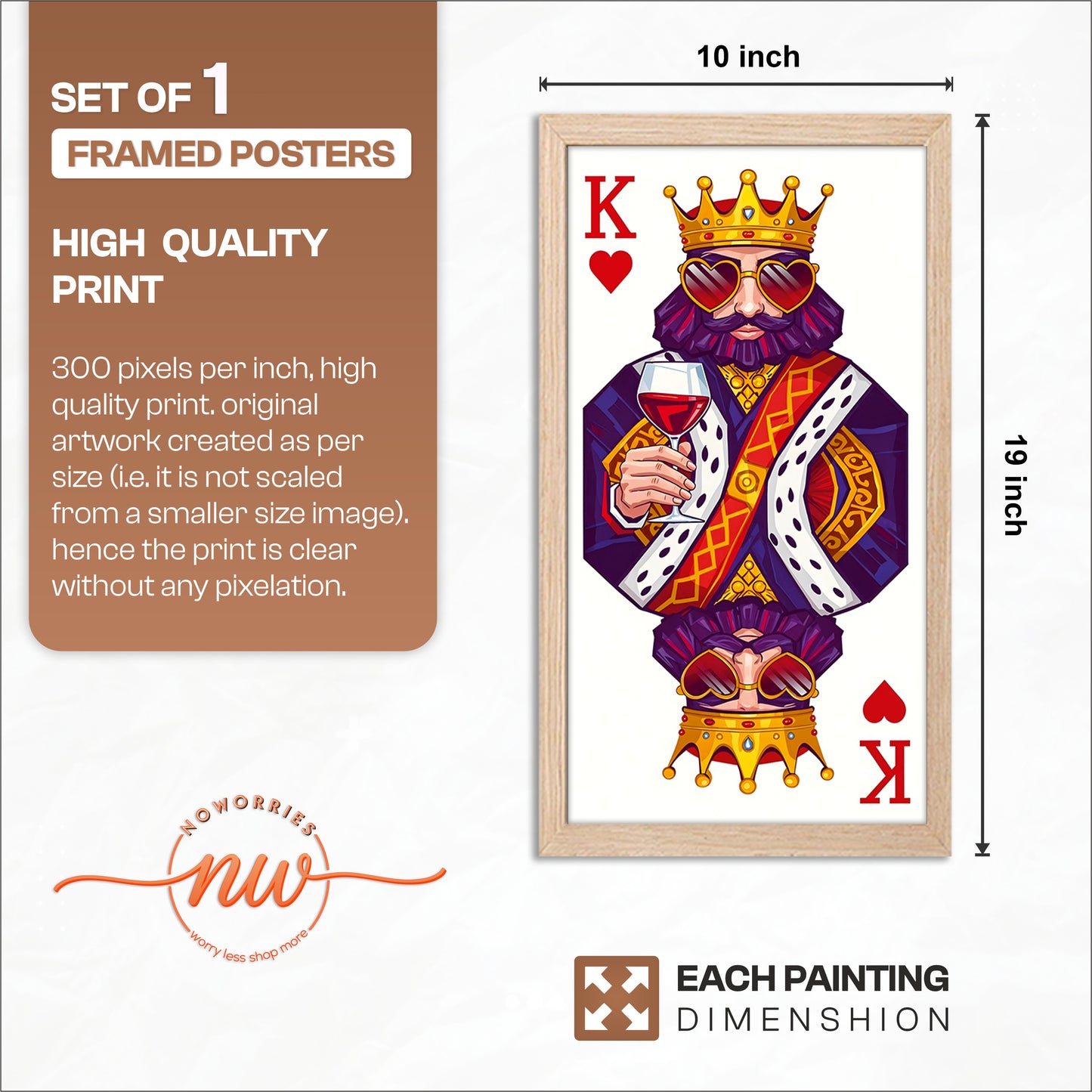 King Playing Card Wall Frame Set of 1