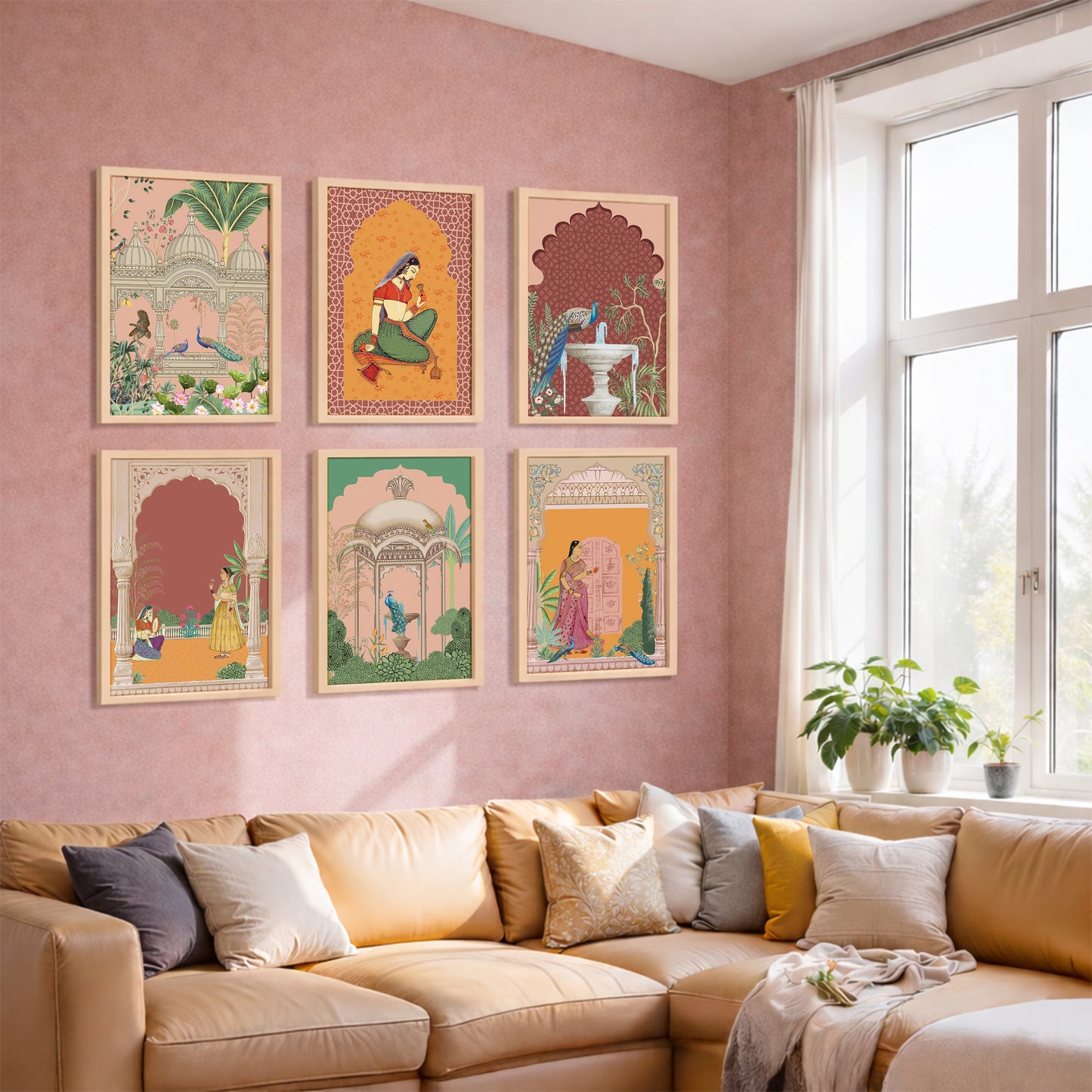 Traditional Indian Miniature Art Wall Frame Set of 6