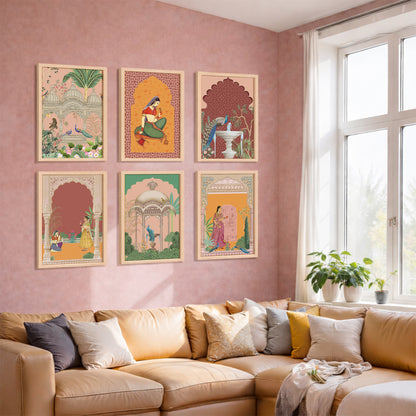 Traditional Indian Miniature Art Wall Frame Set of 6