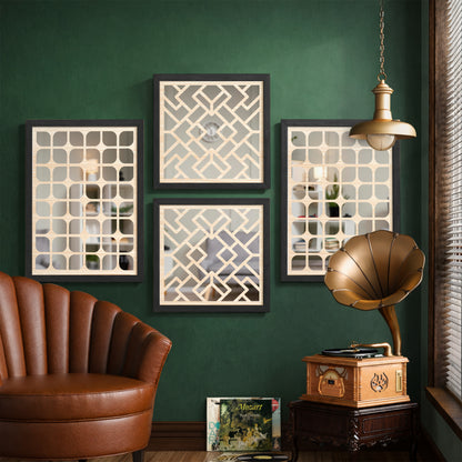 Aero Grid Mirror Art Set of 4