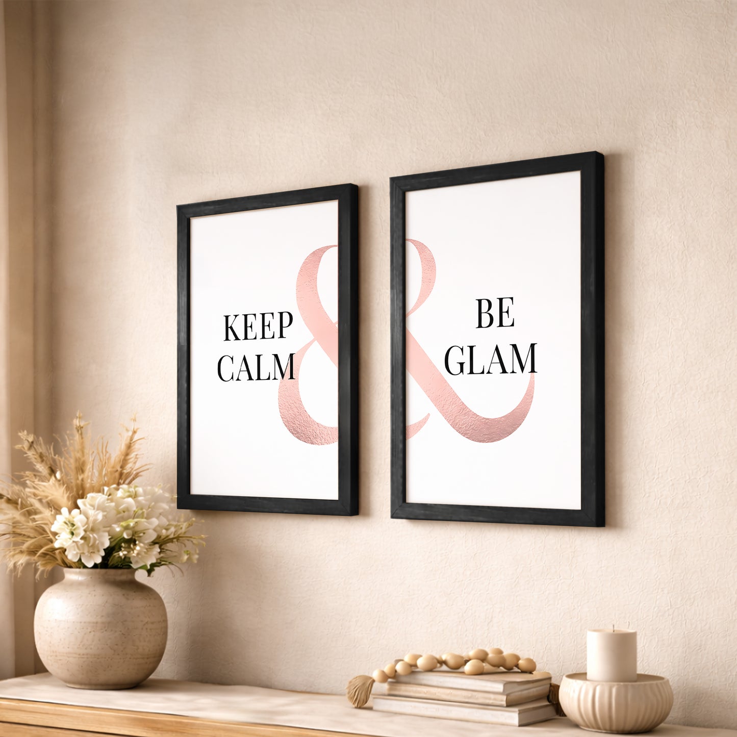 Keep Calm & Be Glam Chic Wall Art Set of 2