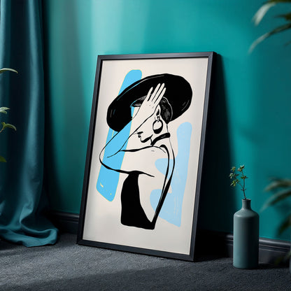 Abstract Lady in Hat Framed Wall Art Print