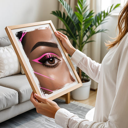 Pink Neon Eye Makeup Beauty Framed Poster