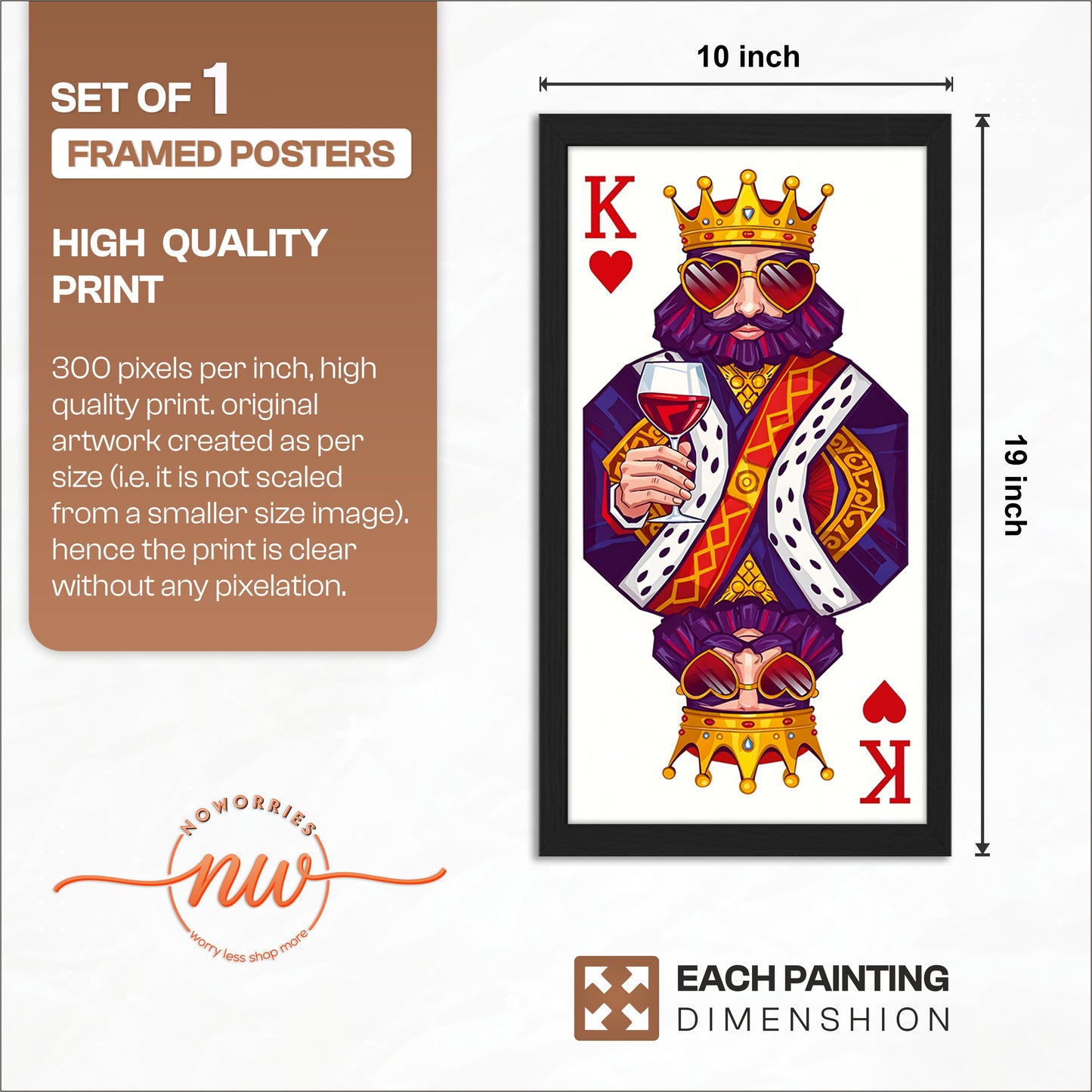 King Playing Card Wall Frame Set of 1