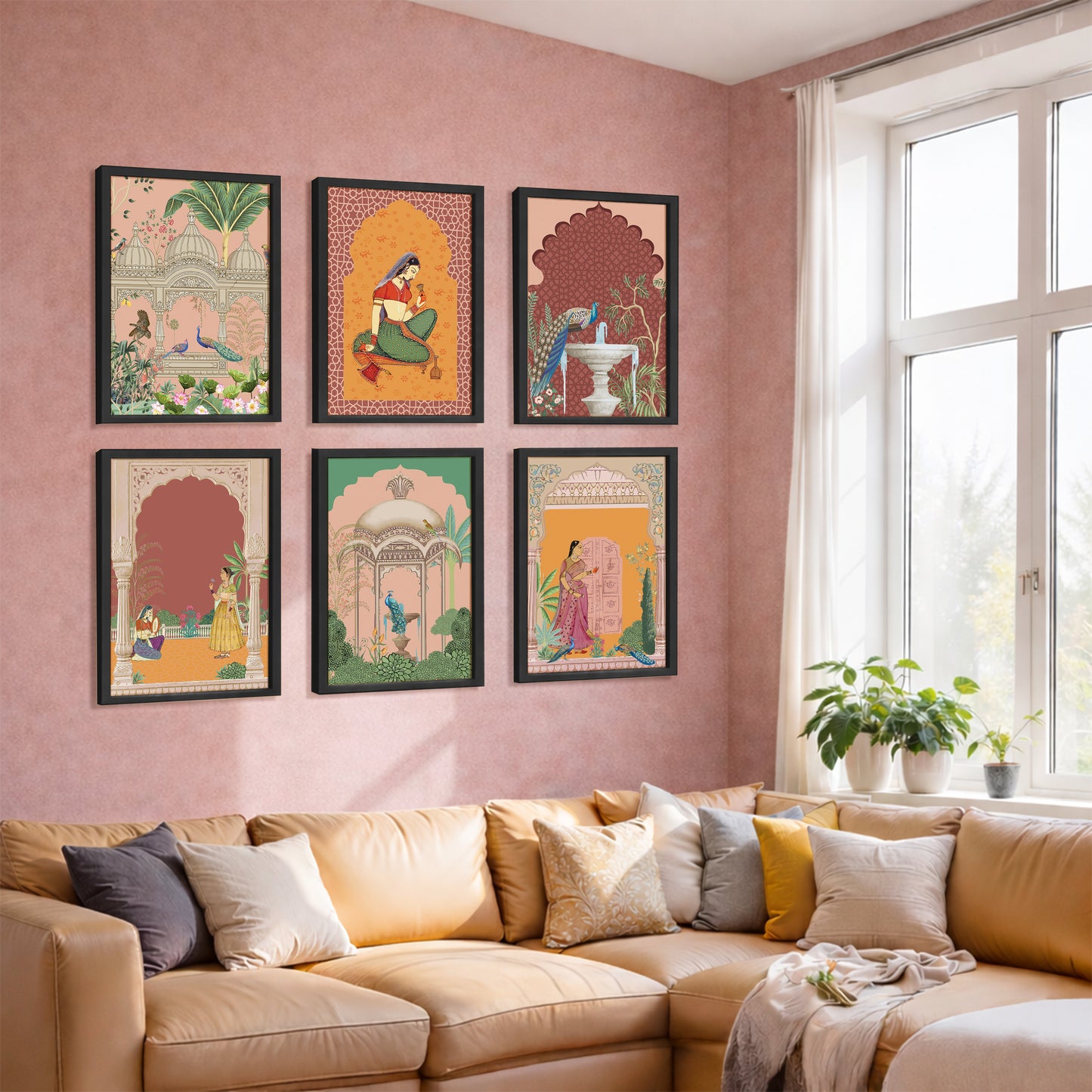 Traditional Indian Miniature Art Wall Frame Set of 6
