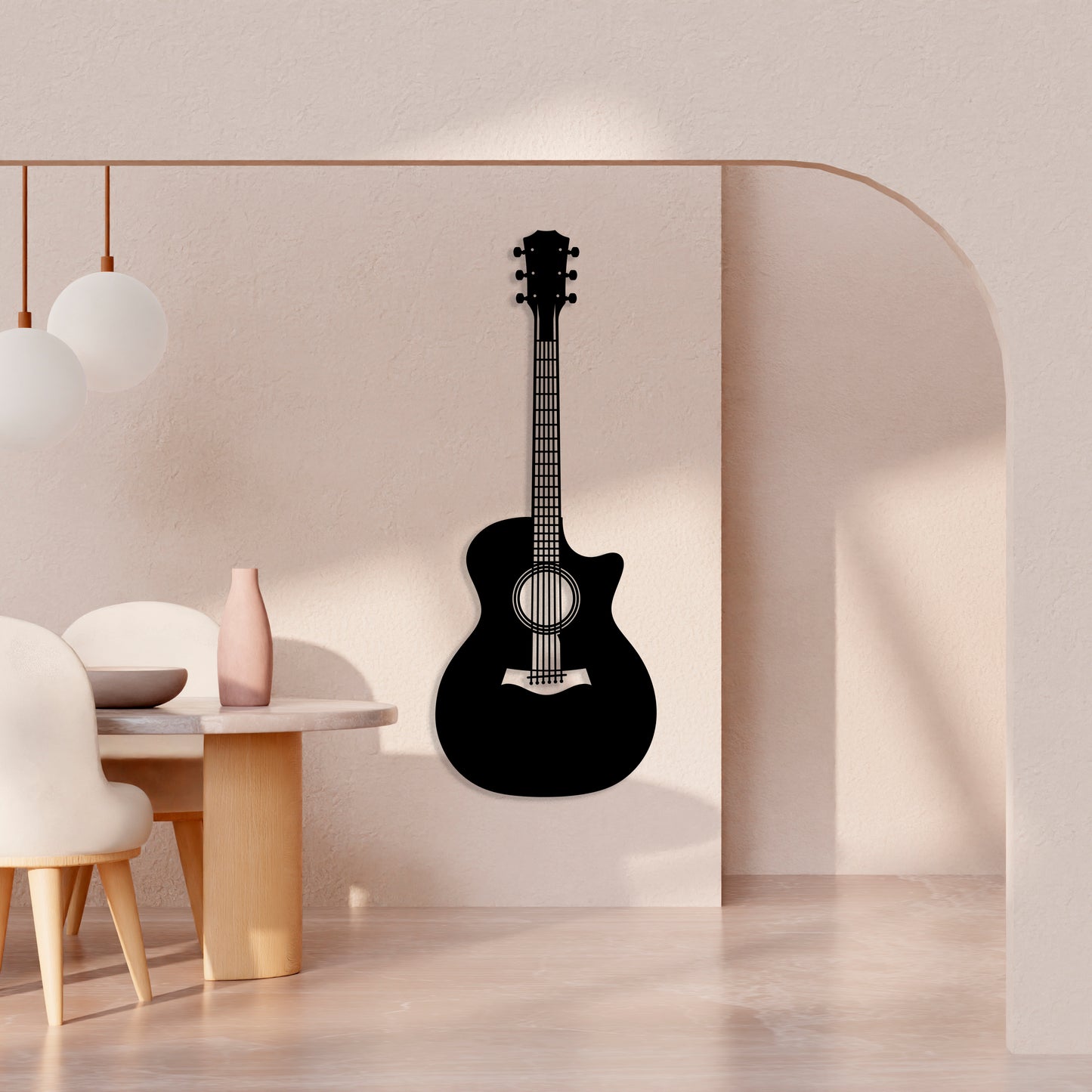 Acoustic Guitar Pinewood Wall Art