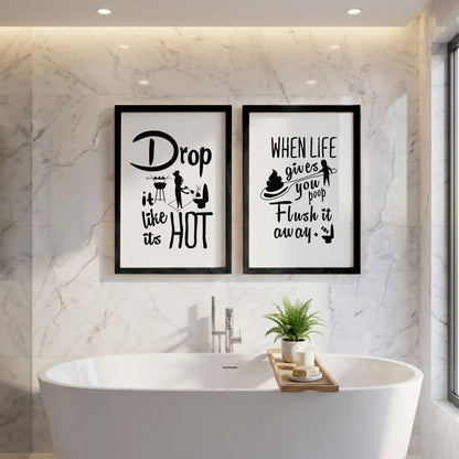 Drop It Like It's Hot Bathroom Frames Set of 2