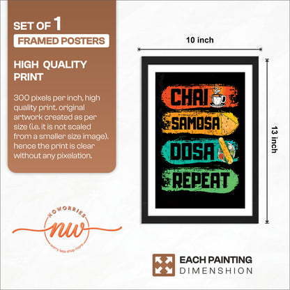 Chai Samosa Dosa Wall Frame Set of 1