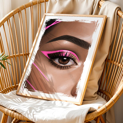 Pink Neon Eye Makeup Beauty Framed Poster