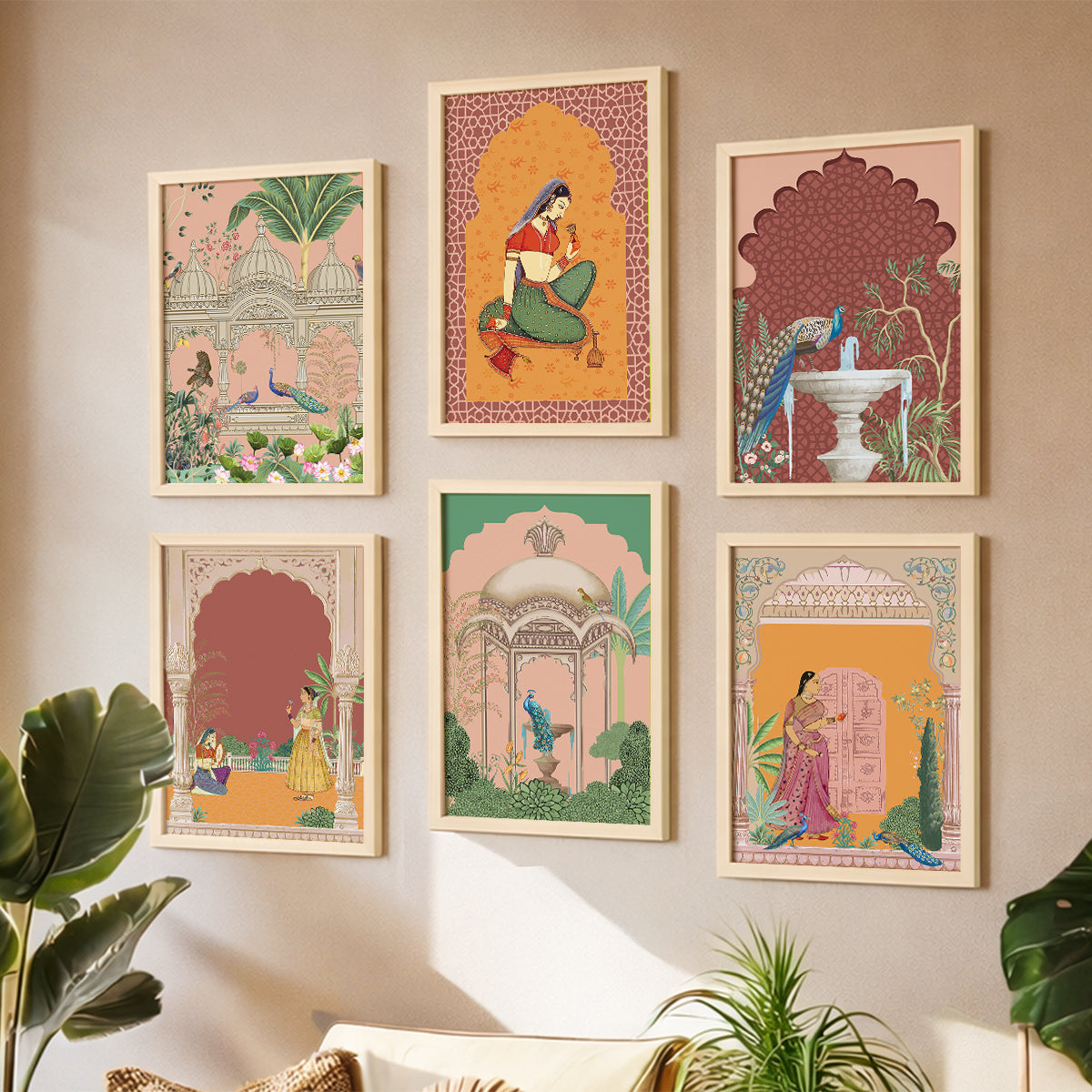 Traditional Indian Miniature Art Wall Frame Set of 6