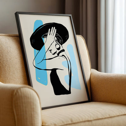 Abstract Lady in Hat Framed Wall Art Print