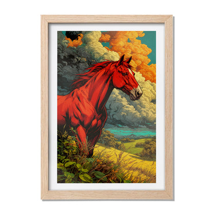 Fiery Red Stallion Wall Frame