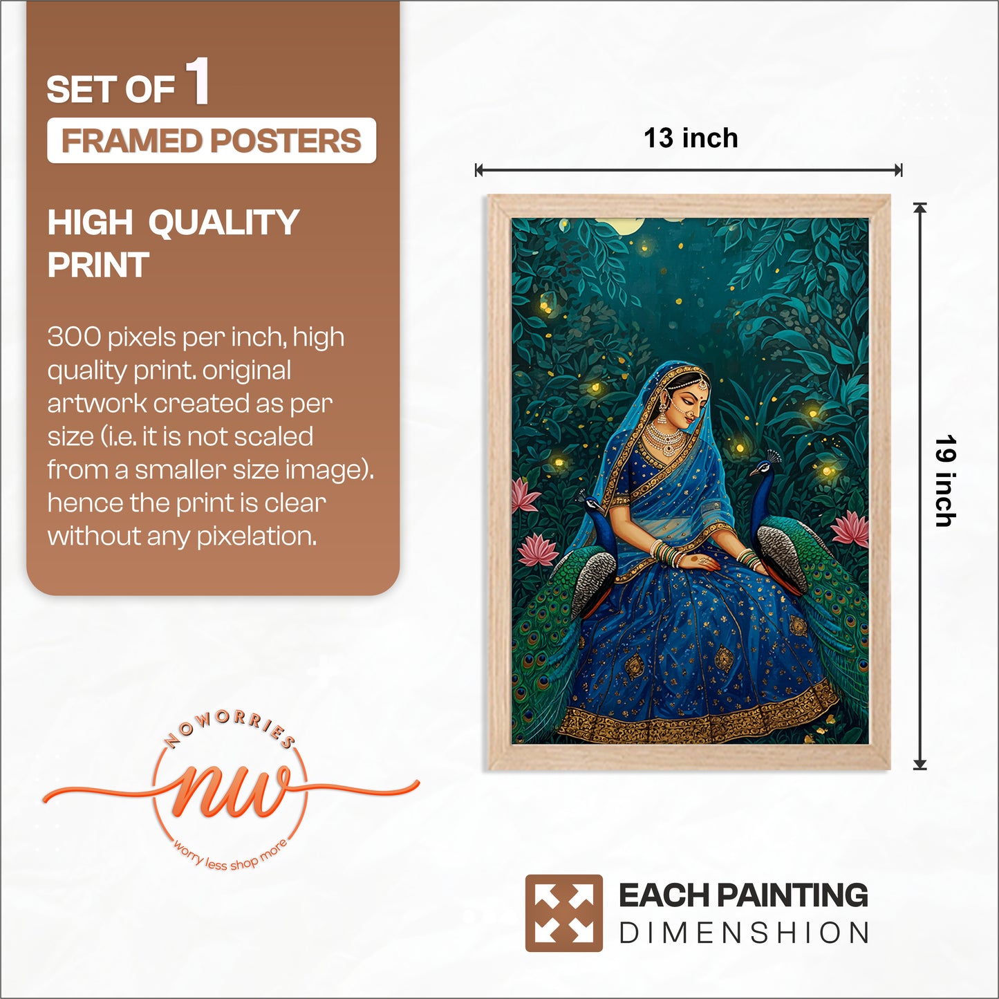 Royal Peacock Princess Wall Frame