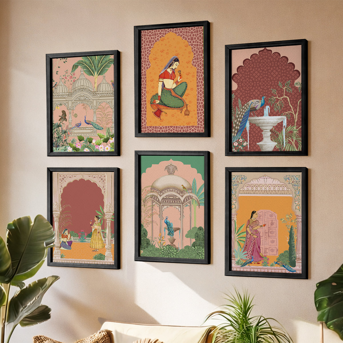 Traditional Indian Miniature Art Wall Frame Set of 6