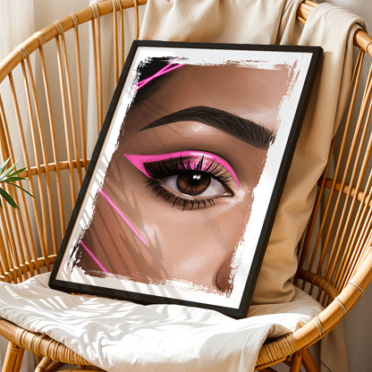 Pink Neon Eye Makeup Beauty Framed Poster