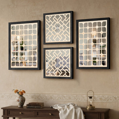 Aero Grid Mirror Art Set of 4