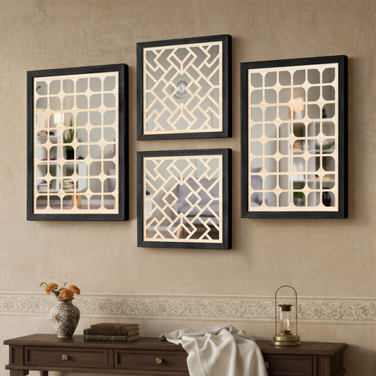Aero Grid Mirror Art Set of 4