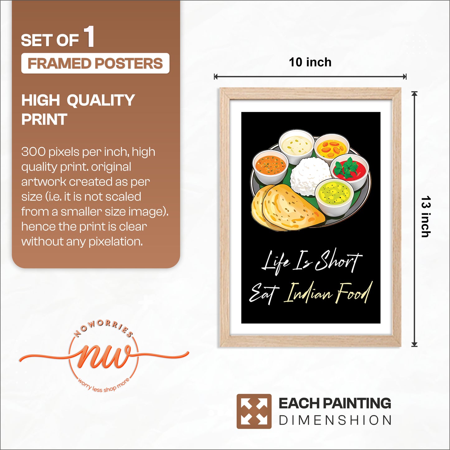 Indian Food Lover Wall Frame Set of 1