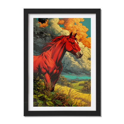 Fiery Red Stallion Wall Frame