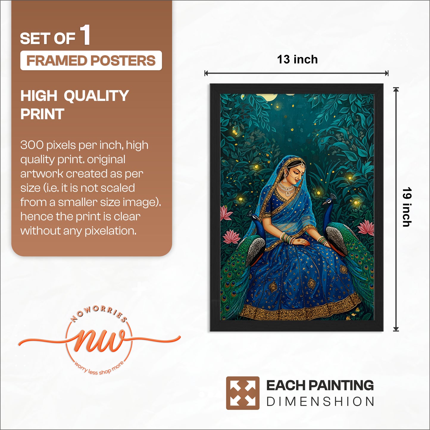 Royal Peacock Princess Wall Frame