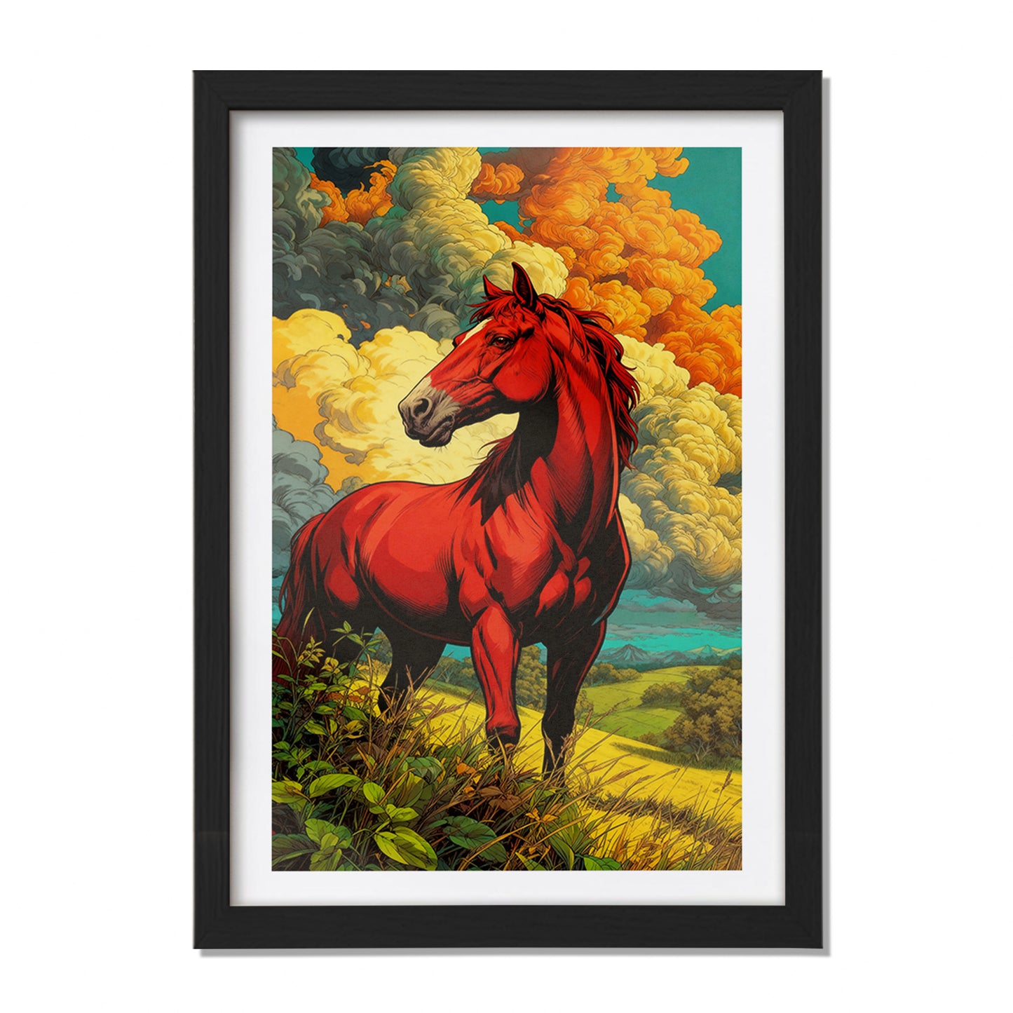 Crimson Horse in the Highlands Wall Frame