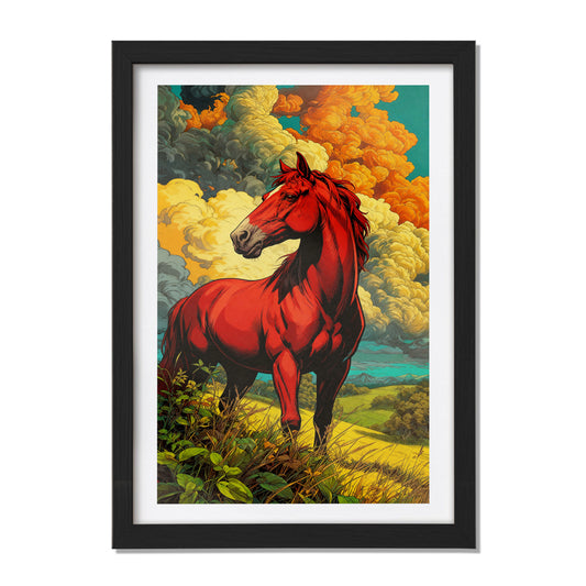 Crimson Horse in the Highlands Wall Frame