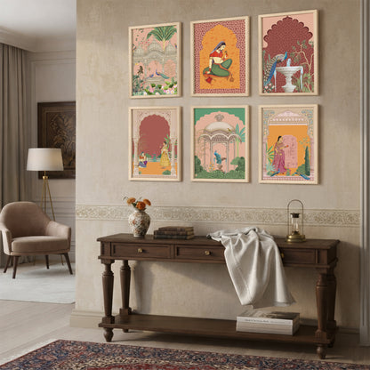 Traditional Indian Miniature Art Wall Frame Set of 6