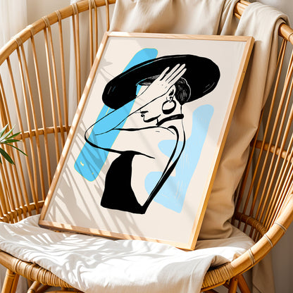Abstract Lady in Hat Framed Wall Art Print