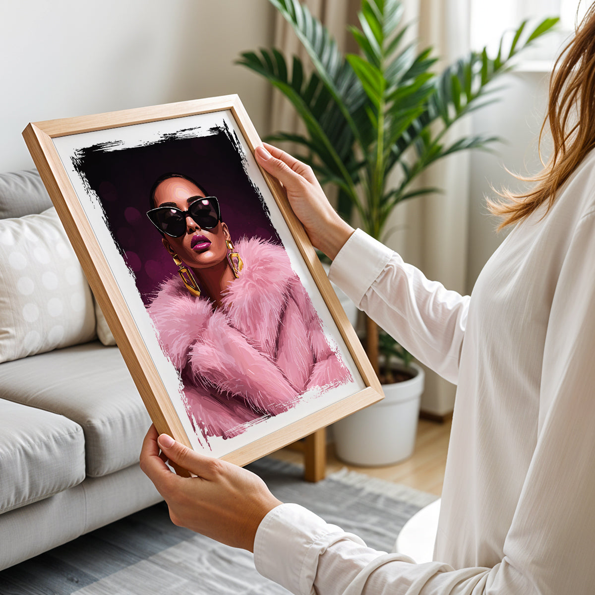 Glam Diva Fashion Portrait Framed Wall Art
